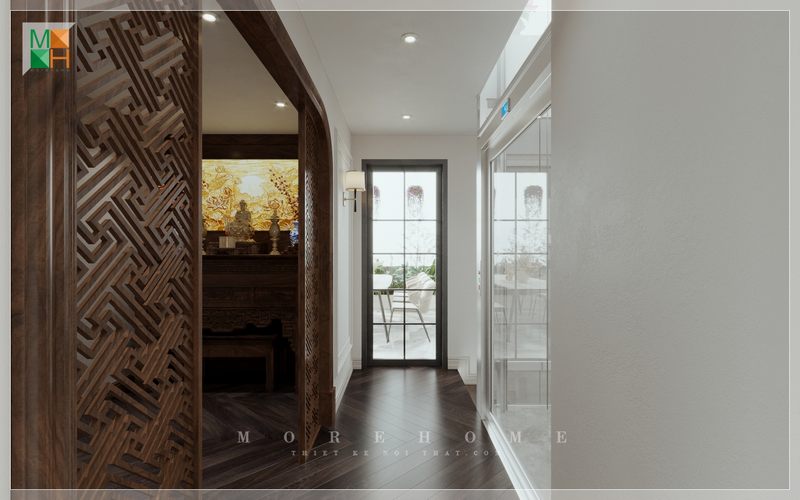 Hành lang được trang trí để nối kết các không gian trong nhà.