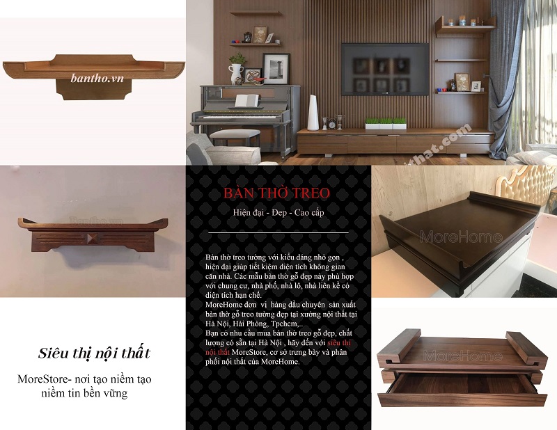 Mẫu bàn thờ hiện đại, thiết kế nhỏ ngon, chắn chắn đang bán chạy nhất MoreHome. ban-tho-treo-dep